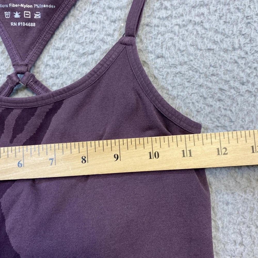 NUX Tank Top Womens Medium‎ Purple Zebra Racerback Built In Bra Made in USA